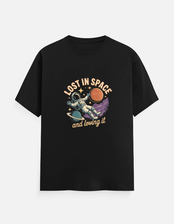 Lost in Space — black vintage graphic tee design front view